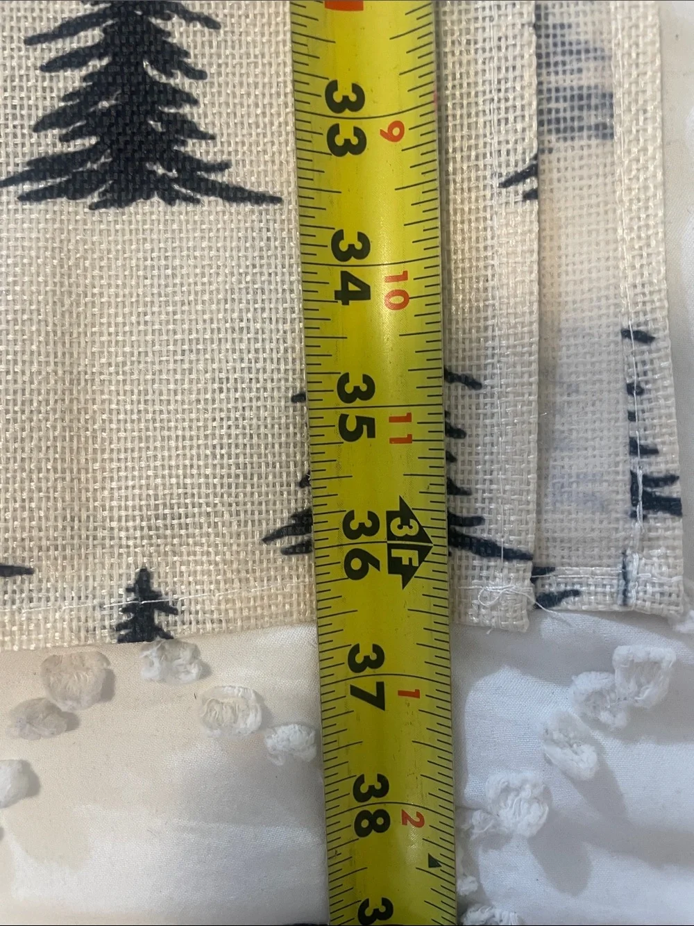 Neutral table Runner with Black Pine Tree Print 72 X 13